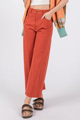 Wide Leg Cropped Pants Sage + Fig