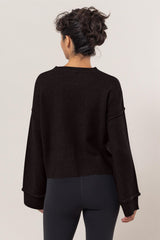 Round Neck Dropped Shoulder Ribbed Sweater HYFVE