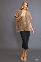 Open Front Knit Cardigan with Front Pockets Umgee