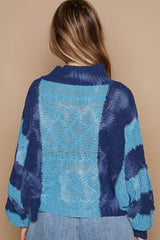 Mock Neck Color Block Sweater POL