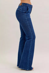High Waist Flare Jeans with Front Patch Pockets Judy Blue