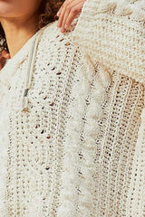 Cable Knit Hooded Chenille Sweater POL