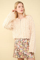 Shaggy Yarn Knit Zip Up Jacket Very J
