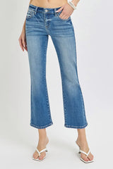 Low Rise Crop Flare Jeans With Plus Size Risen