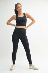 Soft Ribbed High Waisted Leggings Mono B