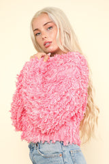 Shaggy Yarn Knit Zip Up Jacket Very J
