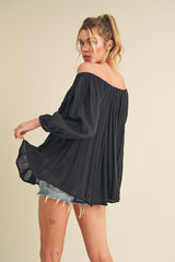 Off-Shoulder Balloon Sleeve Blouse Aemi + Co