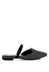 Twiggy Glitter Faux Leather Flat Mules Rag Company