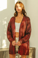 BiBi Metallic Knit V-neck Open Sweater Cardigan Trendsi