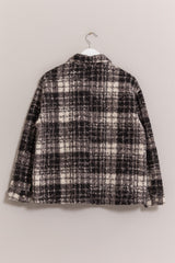 Plaid Button Up Boucle Jacket HYFVE