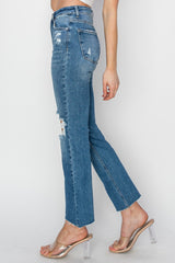 High Rise Distressed Ankle Jeans Risen