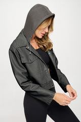 Snap Down Cropped Hooded Jacket Coalition LA
