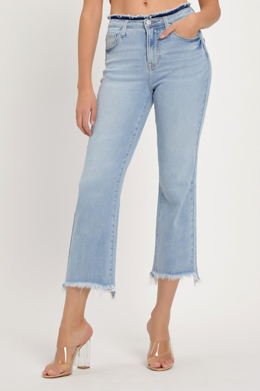 High Rise Raw Edge Crop Jeans Risen Light 0(24)