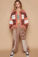 Washed Jacquard Color Block Jacket POL