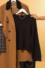 Round Neck Dropped Shoulder Ribbed Sweater HYFVE