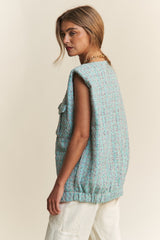 Frayed Tweed Padded Shoulder Vest J.NNA