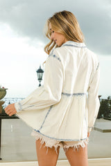 Snap Down Peplum Washed Shirt BiBi