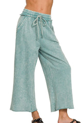 Washed French Terry Palazzo With Pockets ZENANA