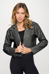 Snap Down Cropped Hooded Jacket Coalition LA Bronze S