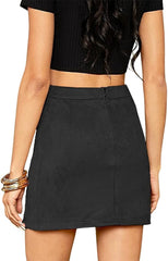 High Waist Faux Suede Side Split Bodycon Short Mini Skirt SALE