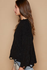 Cable Knit Cutout Long Sleeve Sweater POL