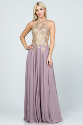 Plus Size Off The Shoulder Chiffon Embellished Gown LA SCALA