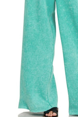 Acid Wash Fleece Palazzo Sweatpants with Pockets ZENANA