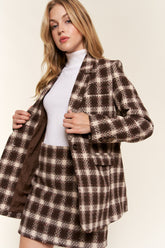 Plaid Brushed One Button Blazer And the Why Brown S