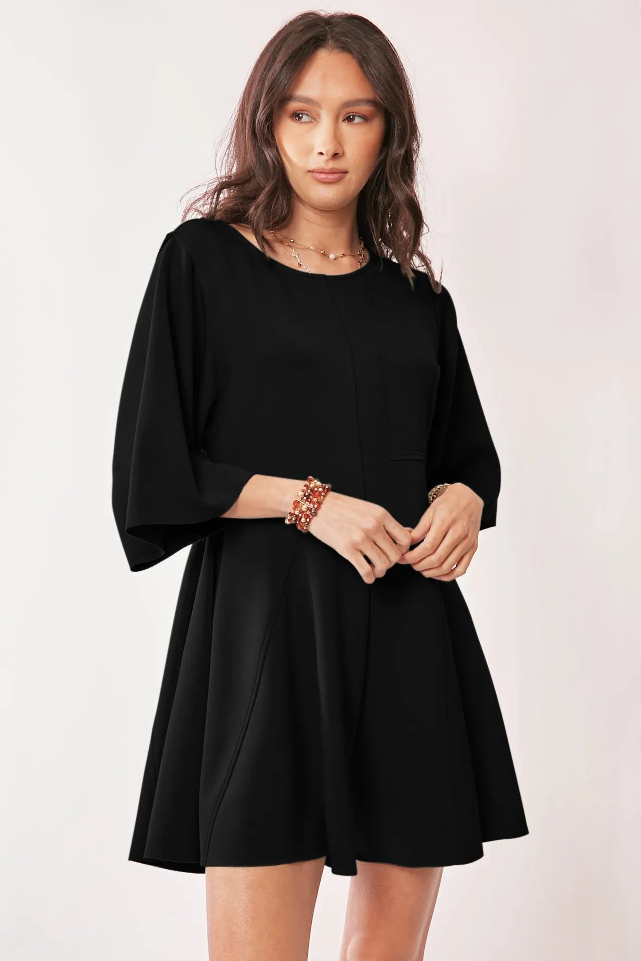 Solid Draped Sleeve Ties Back Skort Romper Davi & Dani BLACK S