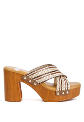 Finley Raffia High Block Heel Clogs Rag Company