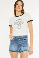 High Rise Release Hem Denim Shorts Kancan