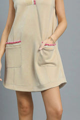 Frill Contrast Trim Sleeveless Mini Dress Umgee