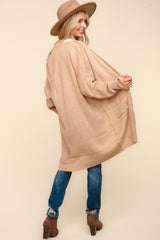Stripe Textured Open Front Cardigan with Pockets Haptics