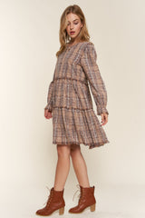 Washed Frayed Tiered Long Sleeve Plaid Dress And the Why