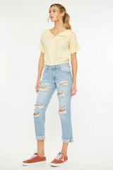 Mid Rise Distressed Boyfriend Jeans Kancan
