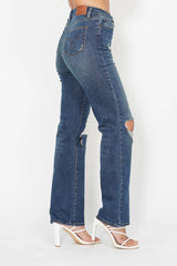 High Waist Ripped Knee Dad Jeans With Plus Size Judy Blue