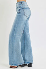 Mid Rise Wide Jeans with Front Patch Pocket With Plus Size Risen