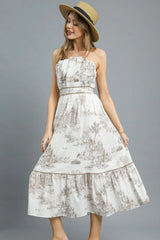 Printed Tiered Tube Midi Dress Umgee