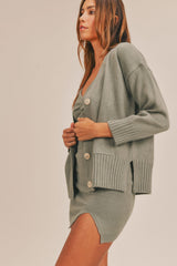 3 Piece Sweater Set with Crop Cami, Mini Skirt, Cardigan Mable