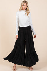 Tier Detail Smocked Elastic Waist Wide Leg Pants Mittoshop