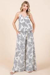 Paisley Print Cami and Pants Set Mittoshop CREAM/BLACK S