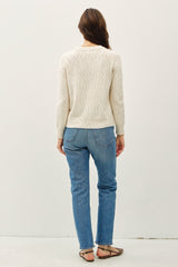 Heathered Round Neck Long Sleeve Sweater Be Cool