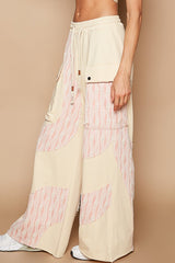 Crochet Contrast Drawstring Wide Leg Pants POL