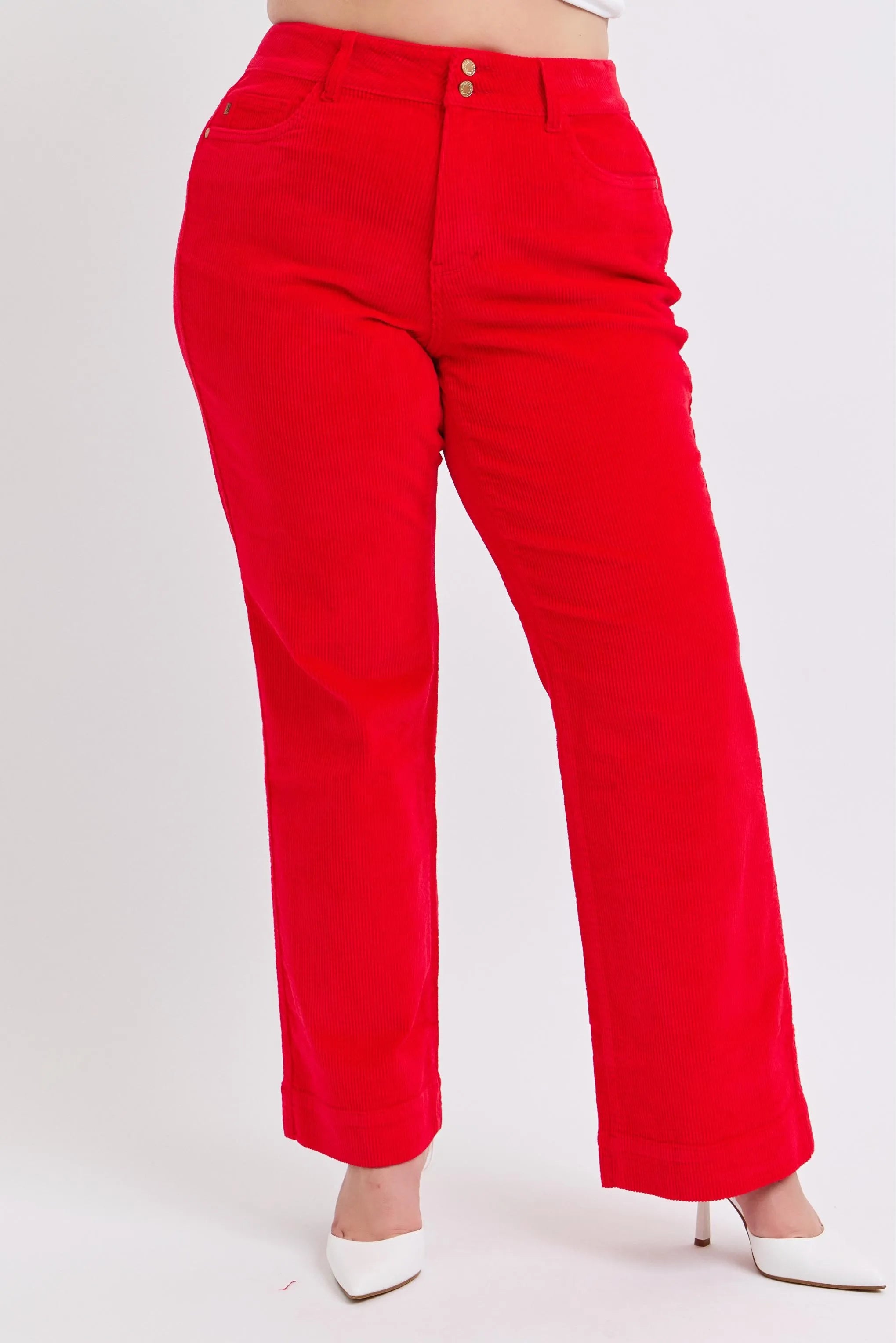 Plus Size High Waist Corduroy Trouser Wide Judy Blue Ruby 14W