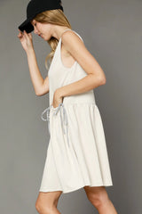 Round Neck Sleeveless Tank Dress with Pockets Umgee