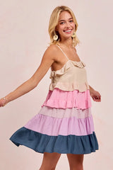 Color Blocked Tiered Dress BiBi