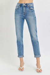 High Rise Cropped Roll Up Jeans Risen Medium 0(24)