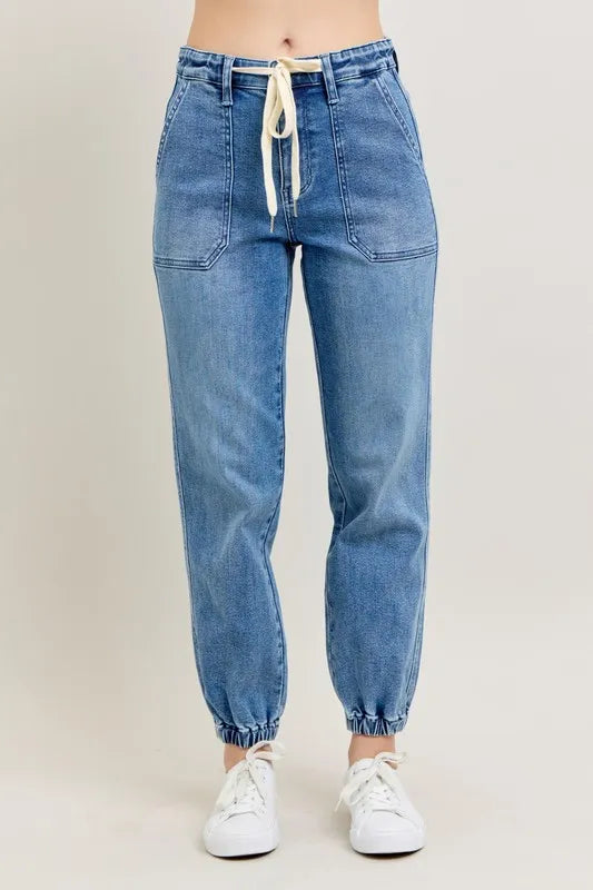 High Waist Denim Jogger Judy Blue MD 5(27)