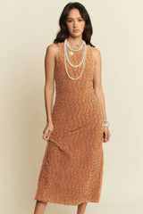 Golden Textured Zippered Midi Dress Davi & Dani