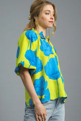 Floral Print Relaxed Fit Summer Blouse Umgee